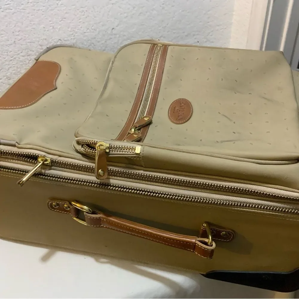 King Ranch, leather trim suitcase roller bag carry-on, luggage 22”